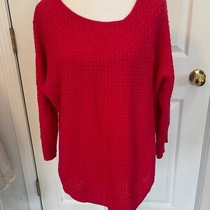 Design History- Vibrant Red Crew Neck Sweater SZ- L EUC